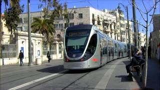 Jerusalem Citypass trams  light rail  הרכבת הקלה בירושלים  ישראל  Straßenbahn [upl. by Yerffej876]