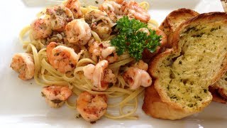 Camarones Scampi con pasta linguine Receta [upl. by Lagas]