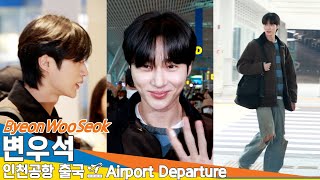 4K 변우석 보고 있으면 또 반해버리는 완벽한 조각 비주얼 출국✈️ByeonWooSeok Airport Departure 20241121 Newsen [upl. by Acinorev]