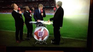 Adrian Chiles Ian wright Glenn Hoddle amp Lee Dixon get a soaking [upl. by Ennadroj]