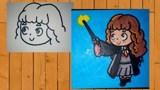 How to draw Hermione Harry Potter Girl drawing for kids  Step by step drawing ✨ [upl. by Oakie]