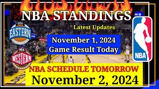 NBA STANDINGS TODAY as of November 1 2024  GAME RESULTS  NBA SCHEDULE November 2 2024 [upl. by Atirres]