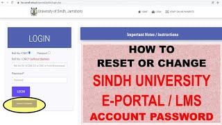 Sindh University Admissions 2024  How to change or reset Sindh University eportal account password [upl. by Nohsyt90]