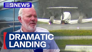 Pilot speaks about landing plane without landing gear at NSW airport  9 News Australia [upl. by Alicia867]