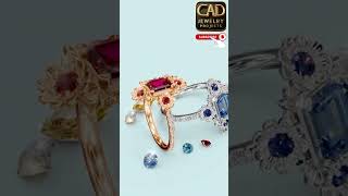 Rendering Jewelry  Emerald Cut Flower Ring Engagement Ring Jewelry diamond cadjewellery [upl. by Khalil]