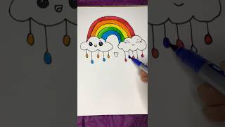 😱 DIY Rainbow 🌈 Twin Cloud Art art shorts ytshorts creative diy kids [upl. by Coltin14]