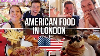 🇺🇸BRITISH TRY AMERICAN FOOD IN LONDON 🇬🇧 [upl. by Neggem941]