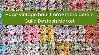 Huge vintage fabric linen doily amp fibre haul from Embroiderers Guild Destash Market vintagehaul [upl. by Ytsanyd]