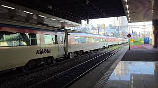 Korail 8230 leading Mugunghwa Train at Busan Station korail train [upl. by Ennayhc]