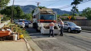 Burrtec Waste AutocarFF Gomez FEL Garbage Truck on a Large Bulky Item Pile [upl. by Ajtak509]