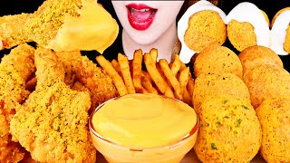 ASMR FRIED CHICKEN CHEESE BALL CHEESE SAUCE CAJUN FRENCH FRIES EATING SOUNDS MUKBANG 먹방 咀嚼音 [upl. by Monjan562]