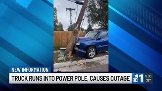 Truck runs into a power pole causing a power outage in Colorado Springs [upl. by Ahsiea]