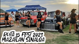 Asi es el Evento RUTA 15 FEST Mazatlan 2023  Expo Show de Camionetas y autos Modificados en Playas [upl. by Akyssej]