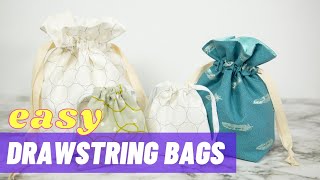 How to Make Drawstring Bags  Lined amp Unlined  Sewing Reusable Gift Bags [upl. by Silrak]