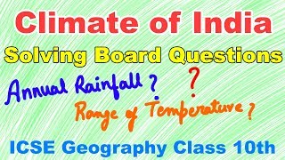 Climate of India  Important Board Questions  Class 10 ICSE Geography [upl. by Avik509]