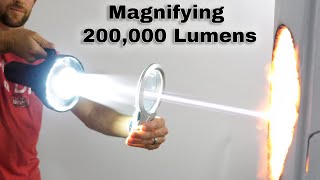 Magnifying The Worlds Brightest Flashlight 200000 Lumens [upl. by Carolin]