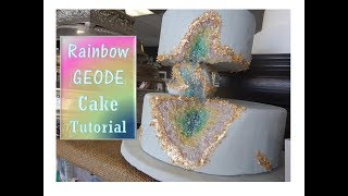 Rainbow Geode Cake Tutorial [upl. by Selrac]