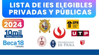 Beca 18 2024  ¿A qué Universidades y Carreras postular 🎯 [upl. by Ellehcsor]