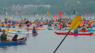 2000 people attend start of Ohio River Paddlefest [upl. by Ynehteb]