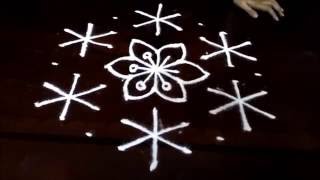 Simple awesome flowers kolam designs with 95 middle  chukkala muggulu with dots rangoli design [upl. by Ennaxxor886]