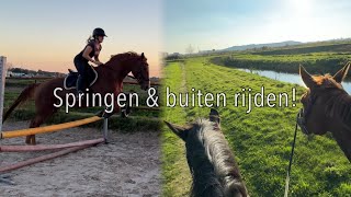 BUITEN rijden met 2 PAARDEN amp SPRINGEN met LIV [upl. by Shelden550]