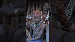 Hamer tribe beautifies her child shorts omovalley hairstyle [upl. by Aidas82]