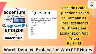 Pseudo Code For Infosys Capgemini Accenture Part 11 itjobs pseudocode interviewquestions [upl. by Juli]