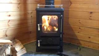 The Hobbit multi fuel stove in action Secondary combustion in a small package [upl. by Karr]