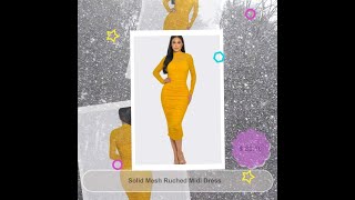 Solid Mesh Ruched Midi Dress😍 shorts greetforall short viral [upl. by Julio]