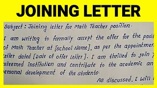 Best English Joining Letter for Math Teacher Position  Joining Letter Format in English [upl. by Trebmer]