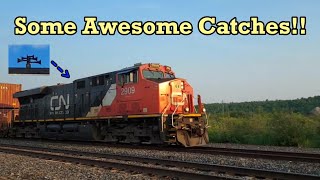 SPECIAL CATCHES ALERT 4 Trains w AC44C6M DESX Switcher amp Flatbed Cars Amazing P5 on GEVO More [upl. by Holtorf]