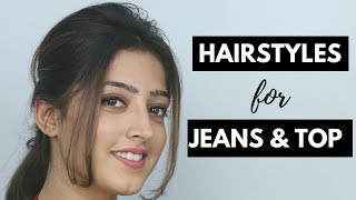 2 Easy Hairstyles for Jeans and Top Hindi [upl. by Erbas]