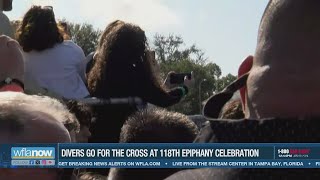 Divers go for the cross at 118th Tarpon Springs Epiphany celebration [upl. by Dumah947]