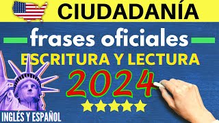 2024  EXAMEN DE ESCRITURA Y EXAMEN DE LECTURA frases oficiales del examen de ciudadanía americana [upl. by Bertero922]