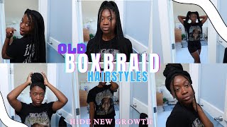 EASY hairstyles for BOX BRAIDS  hide NEW GROWTH  skin routine [upl. by Leiahtan]