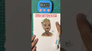 Baby Groot Drawing Challenge art marvel shorts reels drawing [upl. by Anirdna]