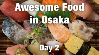 Japanese Food Tour in Osaka Kuromon Market and AMAZING Sushi [upl. by Hannan]