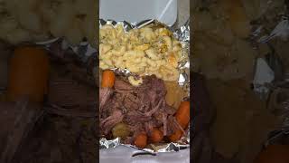 Dinner Pot Roast potatoes Carrots baked macaroni sweet Hawaiian Rolls foodie food foodlover [upl. by Orabla]