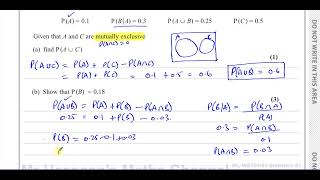 WST0101 Edexcel IAL S1 June 2023 Q6 Probability Mutually Exclusive Independent Conditional [upl. by Llednahc]