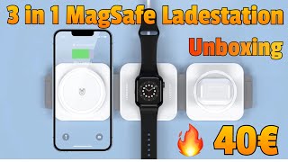 3 in 1 Magsafe Ladestation für iPhoneApple Watch amp Airpods  Unboxing [upl. by Nauqel]