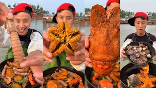 Watch Fishermen Eat Seafood Shrimp Snail amp Starfish  Cooking Sea Food  XTR Food Vlog [upl. by Heidi]