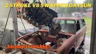 2 stroke V8 doesnt fit in the Datsun [upl. by Lekcim197]