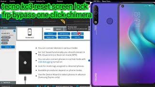 tecno kc3 reset screen lock frp bypass one click chimera [upl. by Darlene]