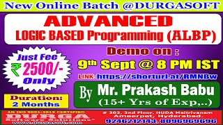 ADVANCED LOGIC BASED Programming ALBP Online Training  DURGASOFT [upl. by Nanyk]