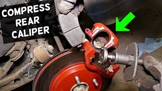 HOW TO COMPRESS REAR BRAKE CALIPER PISTON ON DODGE GRAND CARAVAN CHRYSLER TOWN AND COUNTRY [upl. by Calista863]