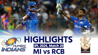 MI vs RCB IPL 2024 Mumbai Indians vs Royal Challengers Bengaluru Today Full Match Highlights [upl. by Aikit775]