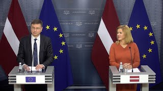 Evikas Siliņas un Valda Dombrovska preses konference 11122023 [upl. by Giffard79]