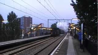 Stoomtrein rijdt door station Nieuwerkerk aan den IJssel [upl. by Adlesirk]