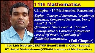 11th NCERT Maths Chapter 14 Mathematical Reasoning in HindiFull Chapter [upl. by Arima521]