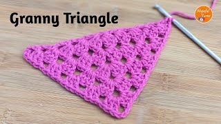 Easy Crochet Triangle Shawl for BEGINNERS  GRANNY TRIANGLE Motif [upl. by Eidde601]